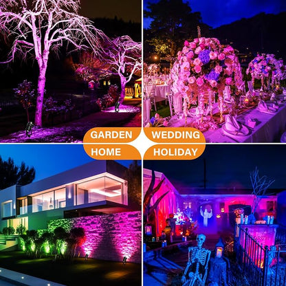 Spotlight Outdoor RGB Spot Lights 10W LED Landscape Lights Spot Lights Outdoor with 16 Color Changing for Yard Garden Decor, Landscape Lighting with Remote IP67 Waterproof (6)