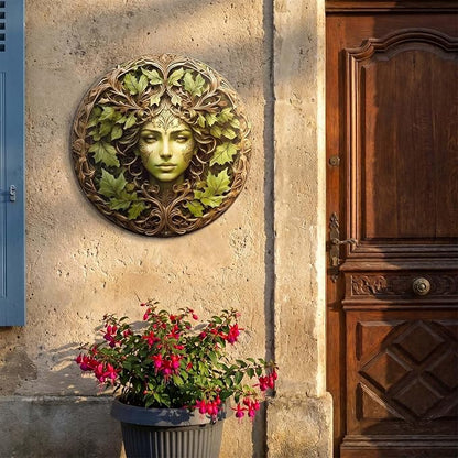 KVTTOZA 2D Tree Woman Flat Wall Art Decor, 11.8Inch Metal Outdoor Garden Wall Decors Gardens Guardian Decor Wall Art for Indoor Outdoor Room Garden Porch Fence Decor