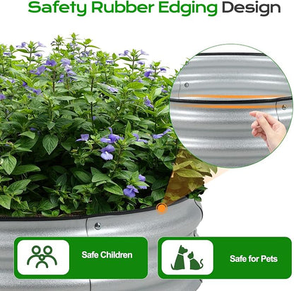 Aoodor 2 Pack 9" Tall 30" Metal Raised Garden Bed, Outdoor Planter Box and Raised Garden Kit for Vegetables, Flowers, Arugula and Herbs, Silver
