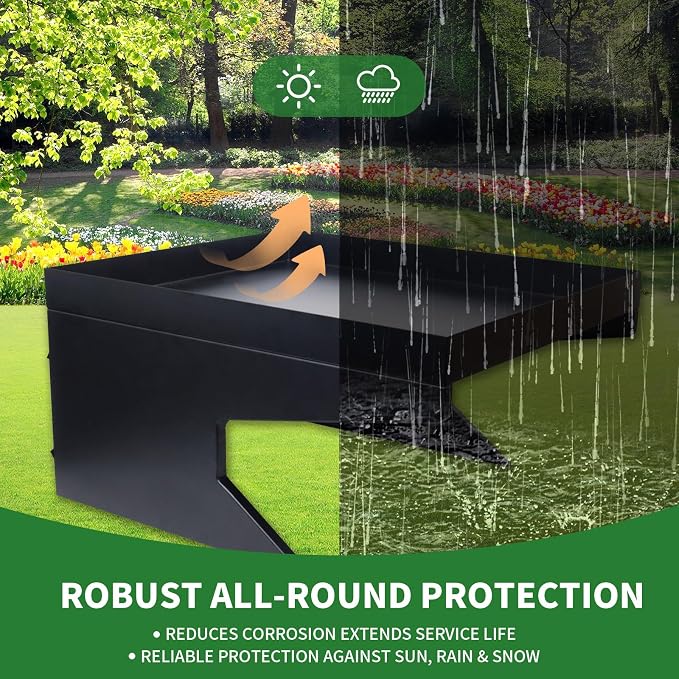 Weatherproof Robotic Lawn Mower Garage With Planter Compatible For All Robotic Lawn Mower Heavy-Duty Metal Shelter for Lawn Mower (27''x24''x14'') UV Protection & Drainage System
