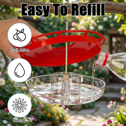 FEED GARDEN Hummingbird Feeders for Outdoors,16oz Leak-Proof Dish-Style Nectar Feeder Built-in Ant Moat, 5 Feeding Ports, Wide Mouth Easy Clean, BPA-Free Garden Decor Gifts