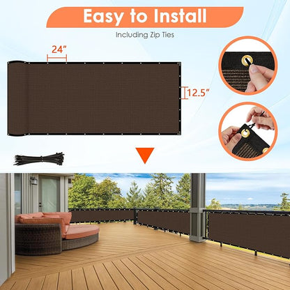 iCover 8x50ft Privacy Screen Fence, Outdoor Fencing Panels, Garden Windscreen Mesh Shade Sail Net Barrier, Include Reinforced Bindings and Brass Grommets Cable Zip Ties, Brown