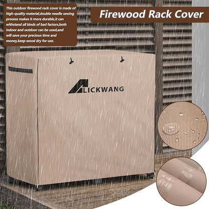 34Inch Firewood Rack Cover,Heavy Duty 600D Waterproof Outdoor Firewood Storage Rack Cover,All Weather Protection Outdoor Firewood Rac Cover.14 D x 34" W x 31" H. Khaki(Cover Only)