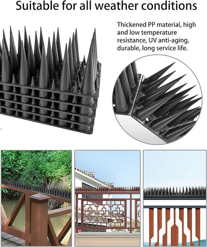 DY.2ten Bird Spikes, 11.8in Deterrent Spike, 10-Pack (9.8ft Total) Fence Spikes Bird for Outside to Keep Bird Squirrel Raccoon Pigeon Cat Away and Keep Birds from Building Nest, Easy to Install