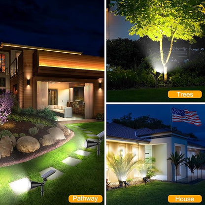 Solar Lights Outdoor Waterproof, 36 LEDs 1000LM Adjustable Solar Spot Lights Outdoor, 2-in-1 Solar Powered Spotlight Landscape Lighting for Garden, Yard, Pathway- 2 Pack (Cool White)