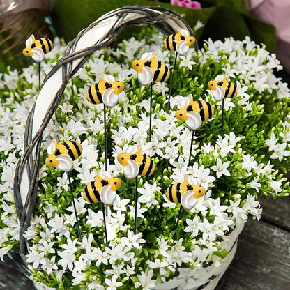 Garden Stakes Decor,10Pcs Garden Stakes Decorative Outdoor Lawn Pathway Patio Plant Pot Art Stick Yard Art Decorations for Pot Lawn Patio Corridor Flower Bed Outdoor Plant (BEE)