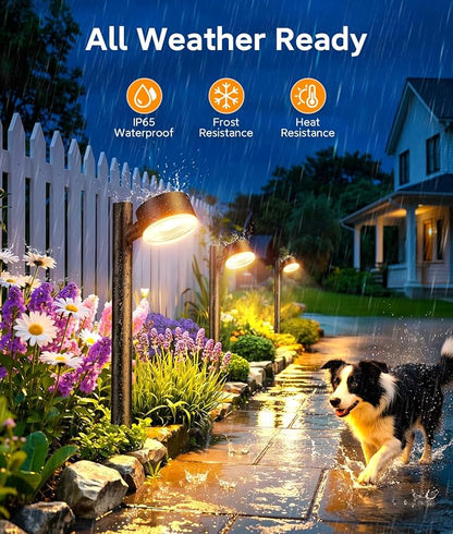 ELECLINK 12 Pack Solar Pathway Lights Outdoor, Adjustable Solar Powered Garden Lights with Bigger LED Lens, Auto On/Off Outdoor Waterproof Solar Lights for Yard Patio Lawn Sidewalk Walkway Driveway