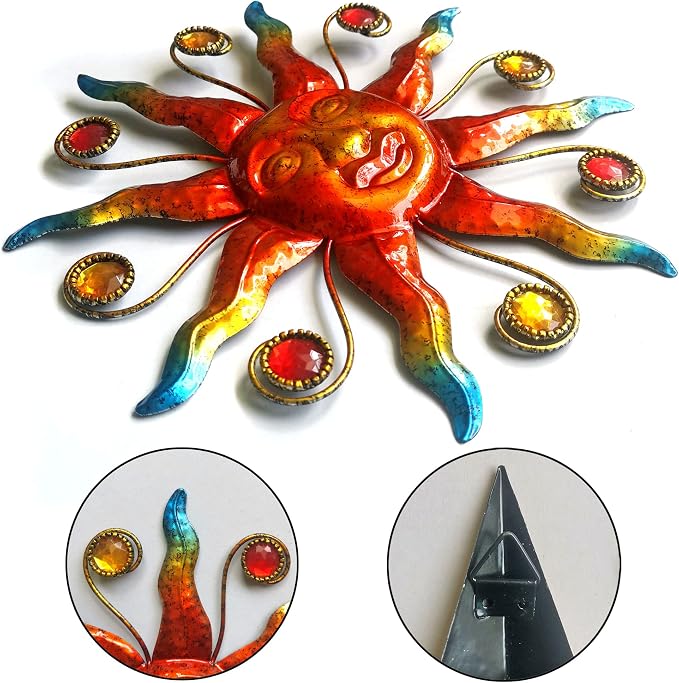 Limygus Set of 3 Celestial Sun Moon Star Metal Silhouette Wall Art, Waterproof Hanging Decor for Home Bedroom Bathroom Office