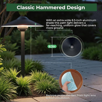Gardencoin Low Voltage Pathway Lights (8.5'' Shade, 21.5'' Tall)，12V Outdoor LED Landscape Path Lights Wired, Aluminum Pathway Lighting with 3W 2700K Replaceable Bulb for Walkway Garden Yard, 6 Pack