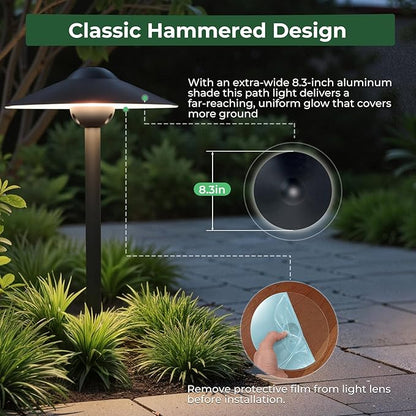 Gardencoin Low Voltage Pathway Lights (8.5'' Shade, 21.5'' Tall)，12V Outdoor LED Landscape Path Lights Wired, Aluminum Pathway Lighting with 3W 2700K Replaceable Bulb for Walkway Garden Yard, 12 Pack