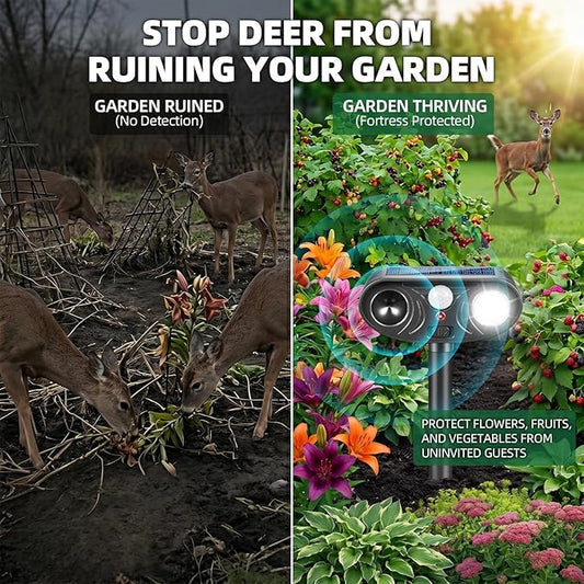 Sonic Fortress Pro Deer Repellent Devices Racoon Repellent Outdoor Squirrel Fortress Pro Animal Repeller Cat Deterrent with Motion Sensor Light to Scare Rabbit Skunk Fox for Yard Garden (4)
