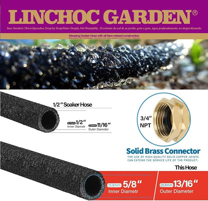 5/8 Inch 100FT Soaker Hose - High Flow Flexible Design for Expansive Landscapes | Durable & Eco-Sustainable Water Efficiency