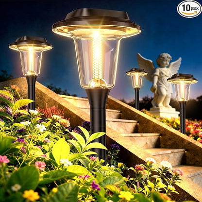 2026 New Solar Pathway Lights, 10 Pack Solar Lights Outdoor, Waterproof IP65, Upgraded Bright LED, Auto On/Off, Modern Garden Lights, Solar Powered Light for Yard, Lawn, Walkway, Driveway, Patio Decor