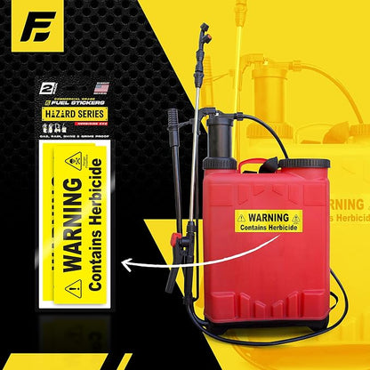 Herbicide Sticker - Warning Label Signage for Pump and Garden Sprayers: Weather and Fade Resistant, Extreme Stick, Commercial Grade, Herbicide Labels - USA Made (2 Labels)