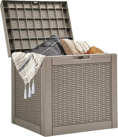 YITAHOME 32 Gallon Outdoor Storage Box | Water Resistant Resin Deck Box, Indoor Outdoor Lockable Storage Container for Patio, Garden, Cushions, Tools