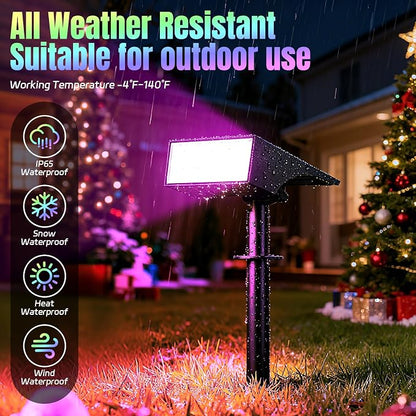 WENATY Solar Spot Lights Outdoor Color Changing, [7 Mode/12 Pack] Christmas Landscape Spotlights, Solar Lights Outdoor Waterproof,Led Powered Flood Light for Halloween Pathway Yard Garden Tree Walkway