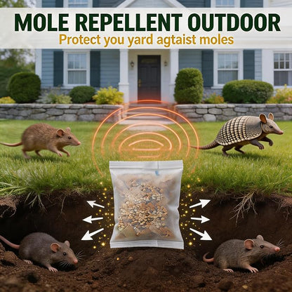 Mole Repellent Pouches for Yard Outdoorto Mouse Repellent Pouches 10Pack Squirrel Repellent Pouches Groundhogs Repellant Outdoor Nature Mouse Deterrent for Indoor Outdoor Use, for Garden & Home