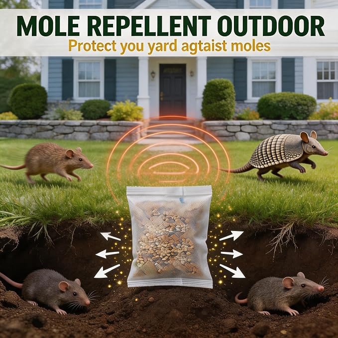 Mole Repellent Pouches for Yard Outdoor Mouse Repellent Squirrel Repellent 10Pack Pouches Natural Rodent Repellent Indoor to Get Rid of Rats, Mice, Squirrels - Rat Repellents for House and Outdoor