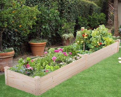 Raised Garden Bed Elevated Wood Planter Box Outdoor and Indoor Planter Box 96Lx24.5Wx10.5H Patio Garden Grow Bed for Vegetable Flower