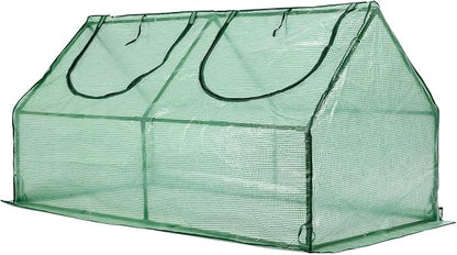 Aoodor 4 x 2 x 2 ft Mini Greenhouse with 2 Zipper Doors, Water Resistant, UV Protected for Flowers, Vegetables and Herbs, Green