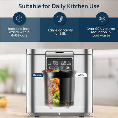 MAGNAVOX Home Culinary Chef Series, 1GALLON Smart Electric Food Waste Composter, Stainless Steel