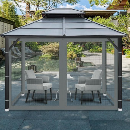 Gazebo Universal Replacement Mosquito Netting, Outdoor Mesh Netting Screen 4-Panel Sidewall with Zipper for Patio, Canopy, Garden and Backyard, Gray(Mosquito Net Only) (Gray, 10' x 10')