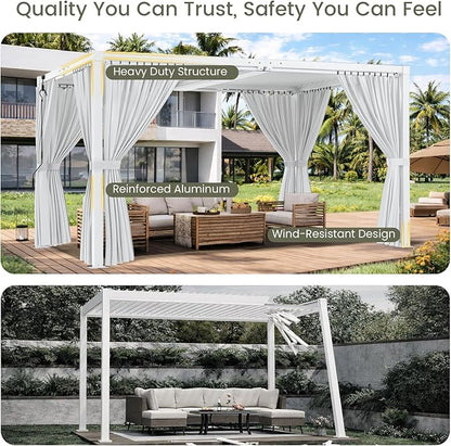 Louvered Pergola 12' x 20', Large Outdoor Aluminum Pergola with Reinforced Steel Roof, Heavy-Duty Hardtop Gazebo for Patio Garden, Weatherproof Sun Shade Shelter, White