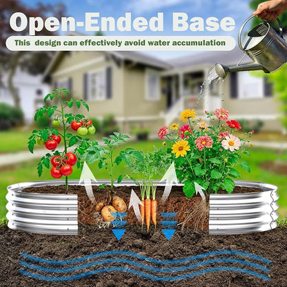 Galvanized Raised Garden Bed Outdoor, 8x2x1ft Metal Heavy Duty Planter Boxes for Gardening, Easy Assemble Small Oval Plant Container Kit for Vegetables, Flowers, Fruits, Silver, 1 Pack