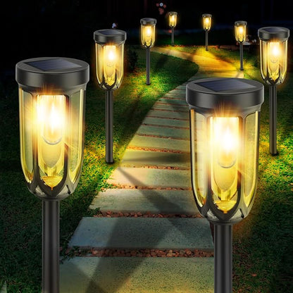 UMYBJRNDSA-Solar Lights Outdoor 8 Pack, Solar Pathway Lights, Solar Lights Outdoor Waterproof IP65, Bright Auto On/Off Garden Lights, Solar Landscape Lights for Driveway Walkway Lawn Yard (Warm White)