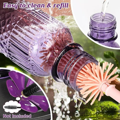 FEED GARDEN Glass Hummingbird Feeder for Outdoors Hanging, 16 oz Leak-Proof Nectar Feeder with Bee Guards & Ant Moat, 4 Metal Flower Feeding Ports, 360° Perch Ring, Easy Refill & Clean, Purple 2 Pack