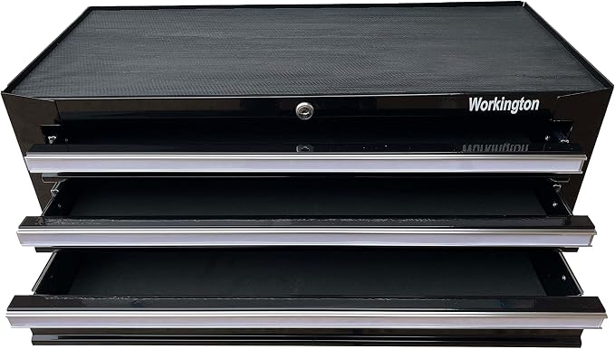 Workington Industrial 3 Drawers Portable Metal Intermediate Box, 26" Middle Tool Chest Cabinet with Ball Bearing Drawer Slides, Steel Tool Storage Box Organizer 4009 Black