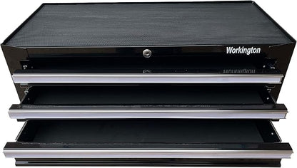 Workington Industrial 3 Drawers Portable Metal Intermediate Box, 26" Middle Tool Chest Cabinet with Ball Bearing Drawer Slides, Steel Tool Storage Box Organizer 4009 Black
