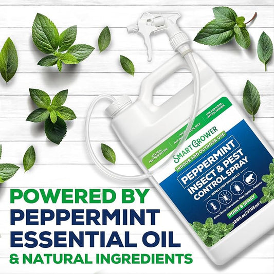 All Natural Peppermint Oil Insect & Pest Control Spray 128oz with Trigger Sprayer, Repels Mice, Spiders, Ants, for Home, Indoor, Outdoor, Garden Maximum Strength– 128 oz Smart Grower