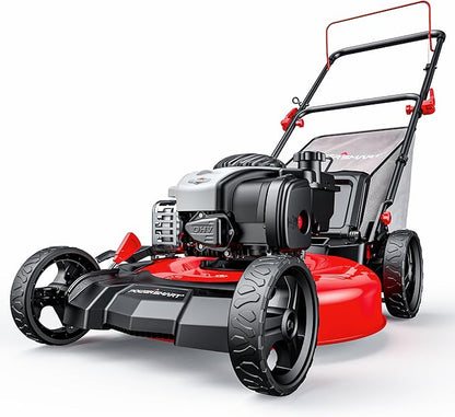 PowerSmart 21" 3-in-1 Gas Push Lawn Mower with 140cc Briggs&Stratton 4-Stroke Engine - Wide Cutting Deck, 6 Height Adjustments, Mulching Capability