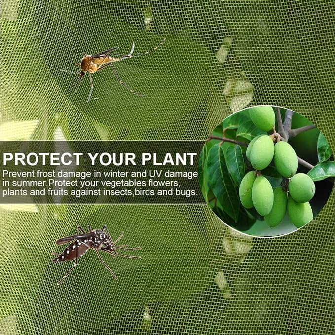 Plant Cover Bags, 4.6X 3.4 Feet Reusable Thicken Encrypted Garden Netting Mesh with Drawstring, Fruit Tree Plant Protect Netting, Plant Cover for Pest, Insect Bird Barrier Netting (2 Pcs)