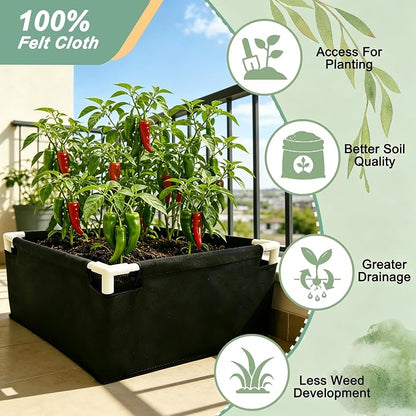 2.2*2.2FT Felt Garden Raised Bed with Plant Covers, No-Tool Growing Bed with Bug Insect Proof Mesh Plant Tents & Sun Shade, 3 Sizes Plant Protection System for Vegetables, Fruits & Flowers