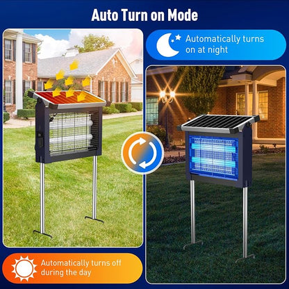 Solar Bug Zapper Outdoor Waterproof, USB-C Rechargeable Mosquito Zapper, 4500V Electric Insect Killer, Solar Mosquito Trap Fly Zapper for Patio Garden Backyard Camping Garage(Deep Blue)