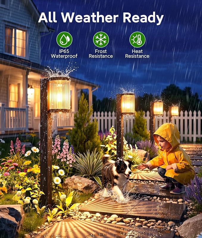 ELECLINK Solar Pathway Lights Outdoor, 2 Pack Upgraded Outdoor Solar Lights for Outside Super Bright Up to 15Hrs, IP65 Waterproof Solar Garden Lights for Sidewalk Driveway Decor Landscape Ligthting