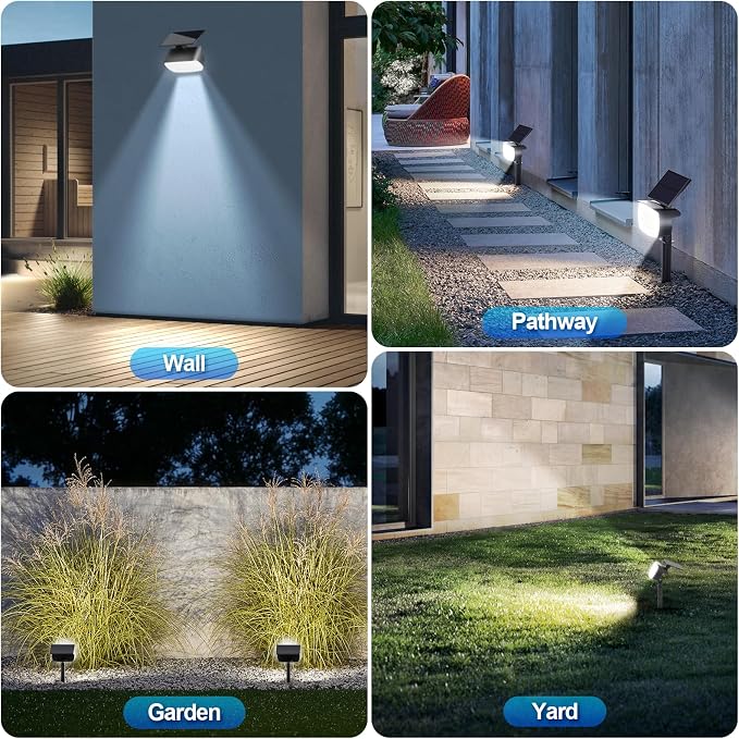 108 LED Solar Spot Lights Outdoor, Solar Lights Outdoor IP65 Waterproof, 3 Modes Solar Landscape Spotlights, Large Solar Powered Panel Lights for Garden Yard Pathway(Cool White/6 Pack)