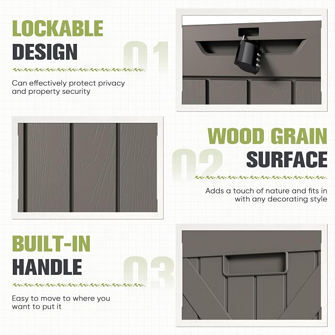 Greesum 40 Gallon Outdoor Package Delivery Box with Lock, Waterproof Secure Parcel Drop Box for Porch, Double-Wall Resin Storage, Brown