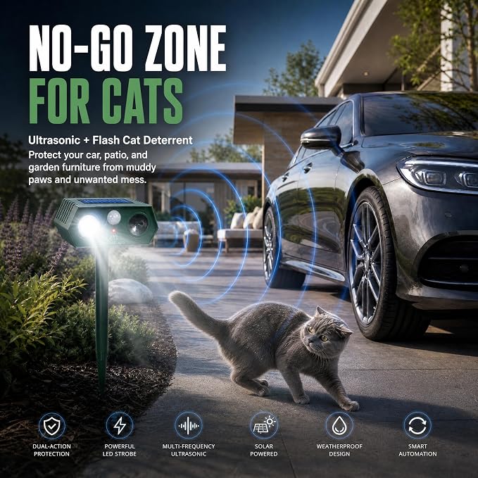 2026 Sonic Fortress Pro Deer Repellent Devices, Solar Ultrasonic Racoon Squirrel Repellent Outdoor Motion Activated Animal Repeller Cat Deterrent Light to Scare Rabbit Skunk Dog Out of Garden Yard(4)