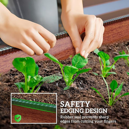 Outsunny 8' x 2' x 1' Galvanized Raised Garden Bed Kit, Outdoor Metal Elevated Planter Box with Safety Edging, Easy DIY Stock Tank for Growing Flowers, Herbs & Vegetables, Dark Brown