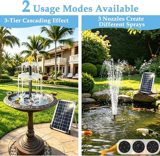 Yeomi 6W Solar Fountain Pump, 3-Tier Waterfall Solar Water Fountain