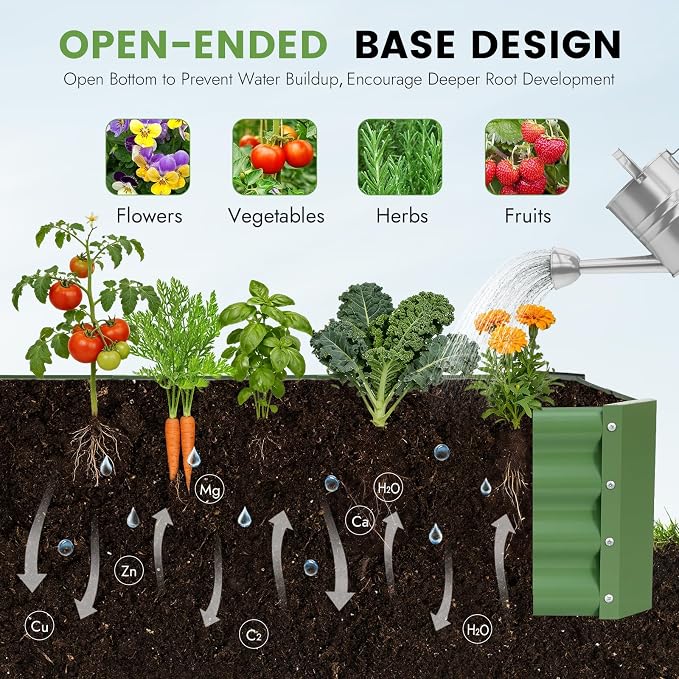INNO STAGE Galvanized Raised Garden Bed Kit, 4x2x1FT Metal Raised Garden Beds for Vegetables, Rust-Resistant & Easy Assembly, Outdoor Raised Beds for Gardening, Flowers, Herbs (Green)