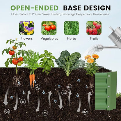 INNO STAGE Galvanized Raised Garden Bed Kit, 4x2x1FT Metal Raised Garden Beds for Vegetables, Rust-Resistant & Easy Assembly, Outdoor Raised Beds for Gardening, Flowers, Herbs (Green)