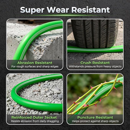 Garden Hose 50 Ft With 8-Pattern Spray Nozzle, 5/8" Lead-Free Water Hose | Flexible Hose, 3/4" Anodized Aircraft-Grade Aluminum Interface, Lightweight Kink-Resistant Water Pipe For Lawn, Yard, Outdoor
