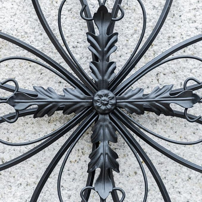Glitzhome Black Metal Wall Art Decor, 20 Inch Iron Wall Decor with Heart and Petal Scroll Design, Indoor Outdoor Wall Accent for Garden Porch Patio