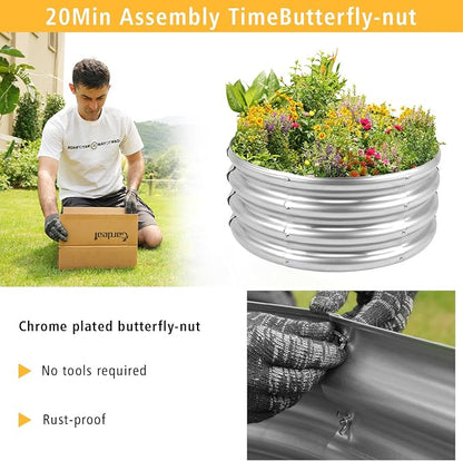 Gardeal Garden Galvanized Raised Garden Bed Kit - Metal Planter Boxes for Vegetables/Herbs/Flowers, Heavy-Duty Steel Outdoor Garden Box with Reinforced Edges(4X4X1FT)