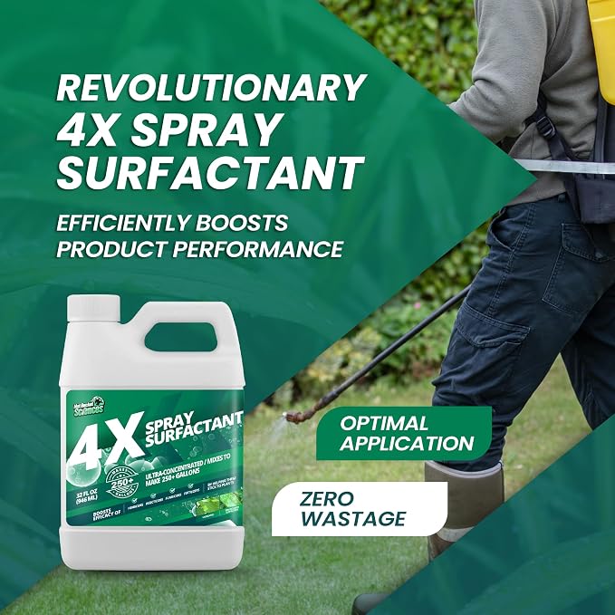 32oz 4X Non Ionic Surfactant - Makes 250+ Gallons - Nonionic Wetting Agent & Concentrated Surfactant Spray for Increased Product Efficacy, Ideal Spreader Sticker, No Foam Wetting Agent