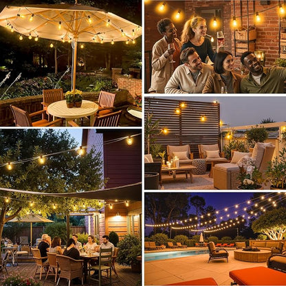 Mlambert 25FT Solar Powered String Lights Outdoor, Waterproof Solar Patio Light String with 10+1 Shatterproof LED G40 Bulbs for Backyard Garden-Brown